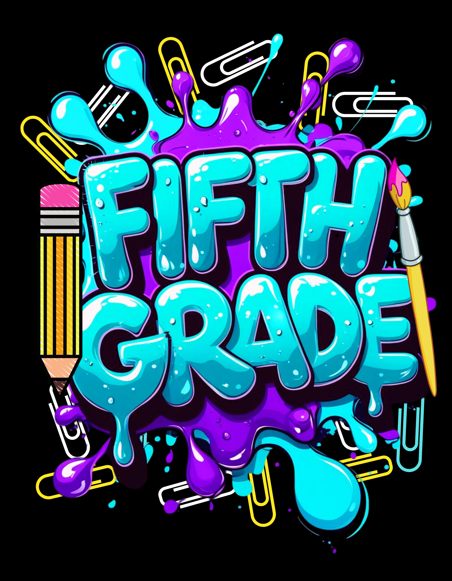 Back to School Graphic T-Shirt with colorful classroom-themed splash art and grade levels from Pre-K to 5th Grade – perfect for first day of school outfits.