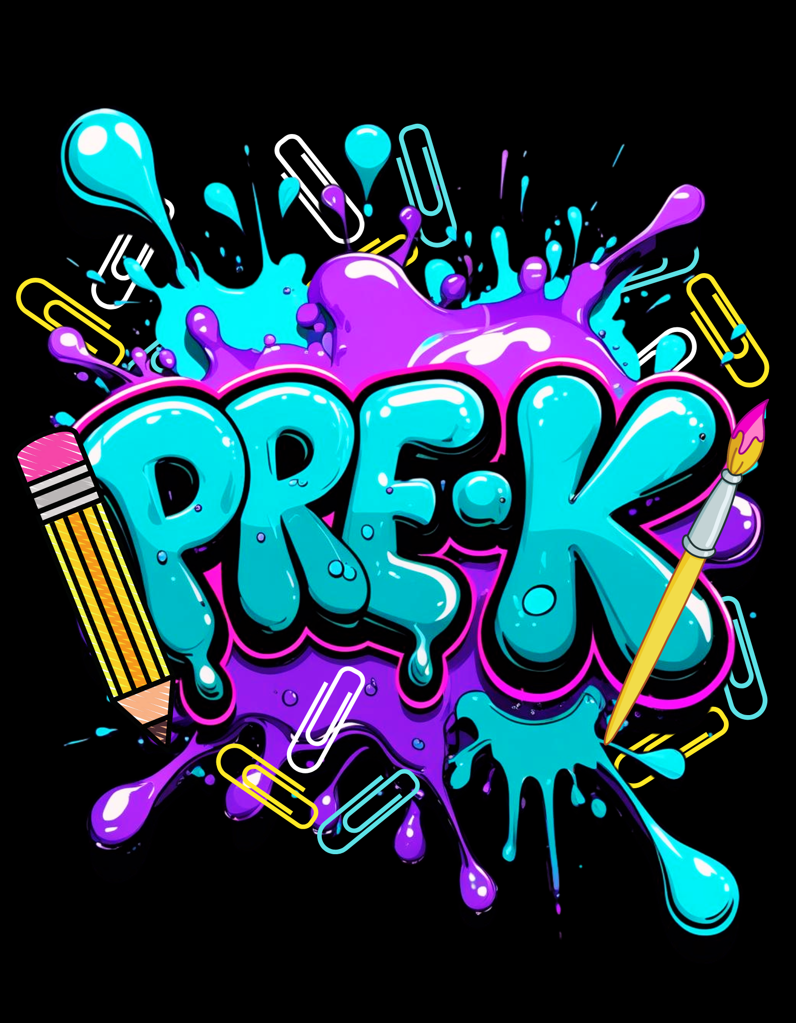 Back to School Graphic T-Shirt with colorful classroom-themed splash art and grade levels from Pre-K to 5th Grade – perfect for first day of school outfits.