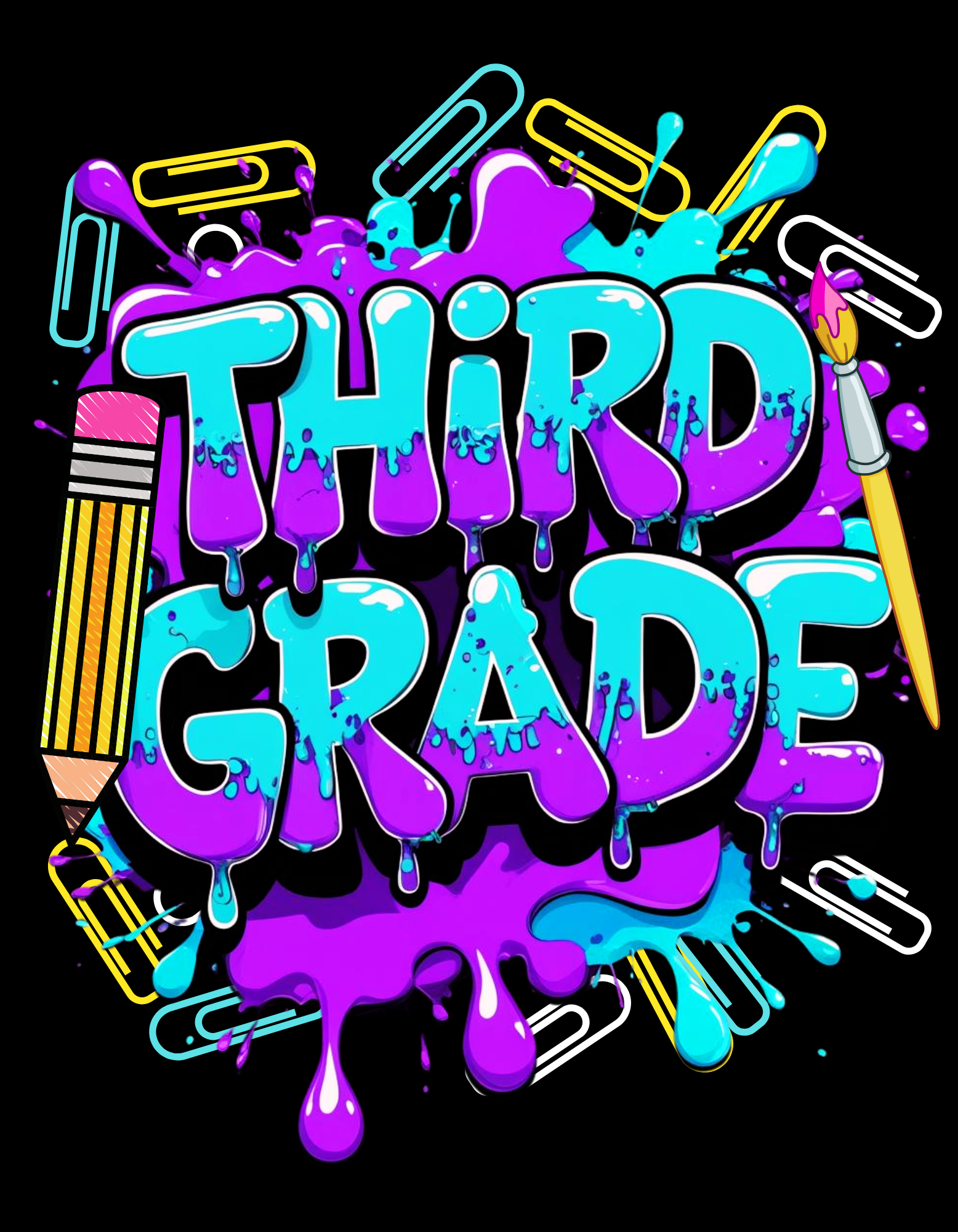 Back to School Graphic T-Shirt with colorful classroom-themed splash art and grade levels from Pre-K to 5th Grade – perfect for first day of school outfits.