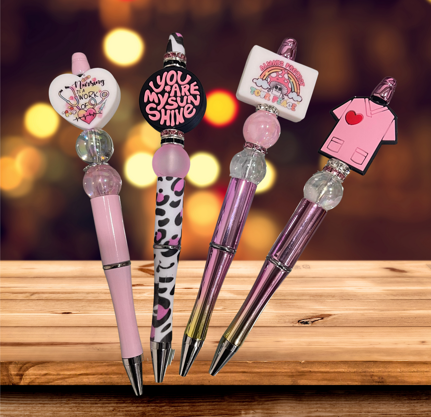 "Colorful custom beaded pens handmade by LDC Designz — stylish writing pens, perfect for gifts, planners, and office accessories".