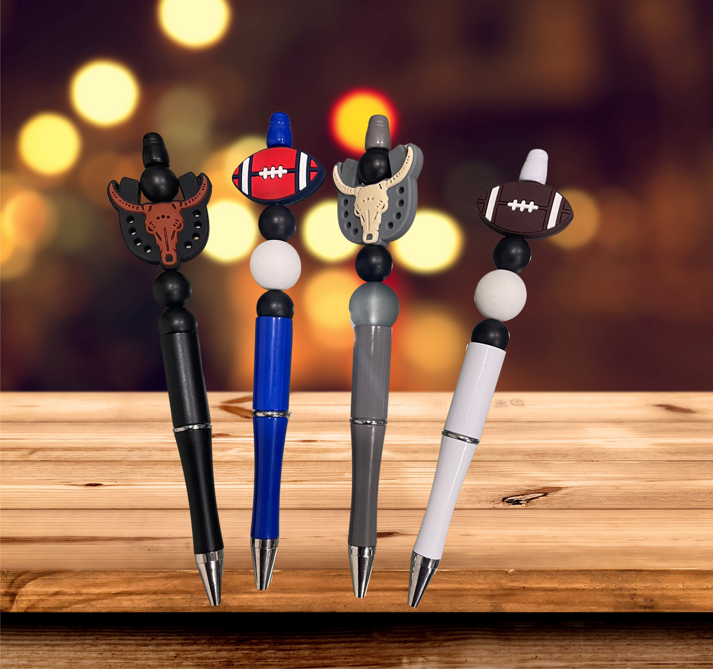 "Colorful custom beaded pens handmade by LDC Designz — stylish writing pens, perfect for gifts, planners, and office accessories".