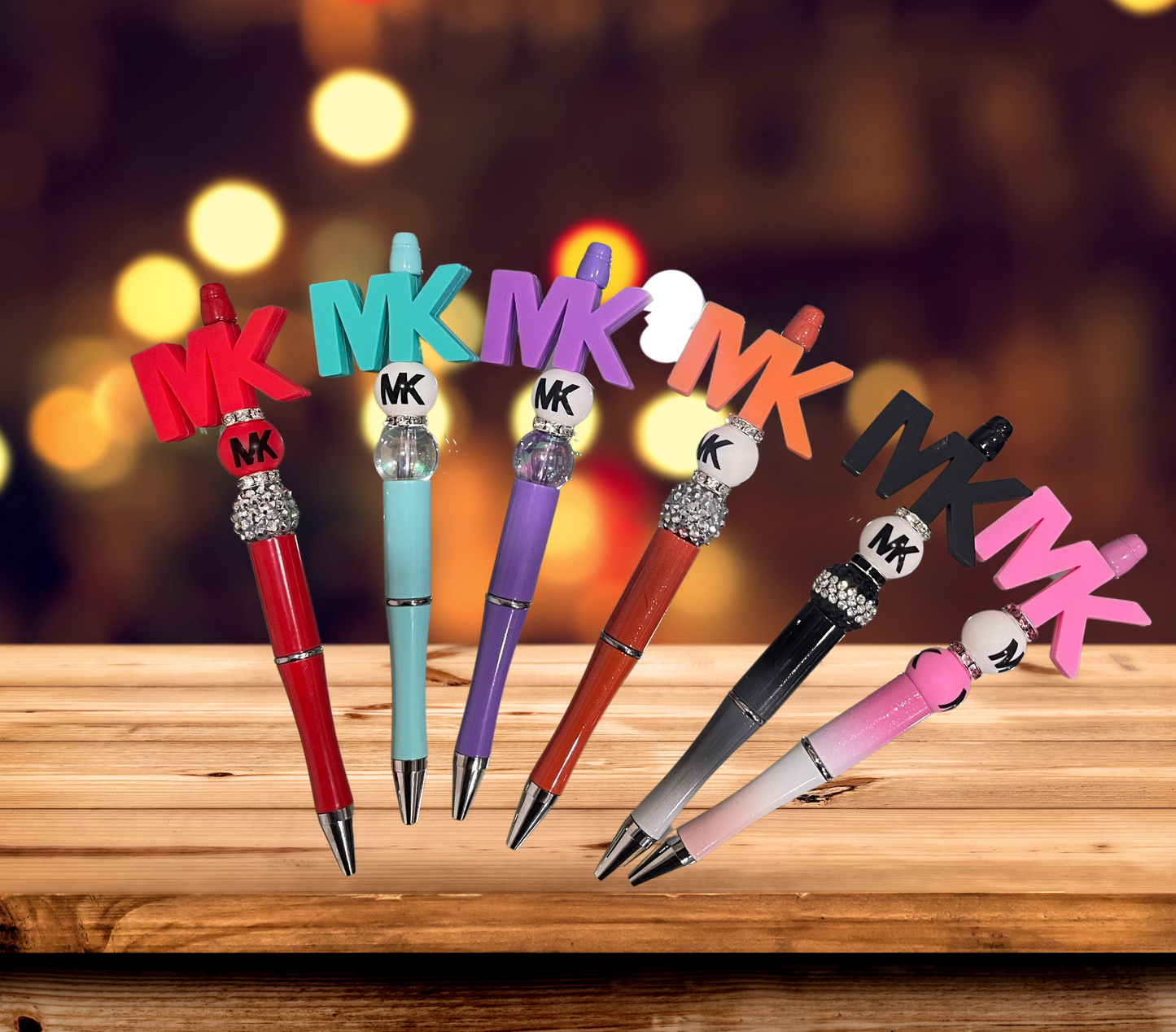 "Colorful custom beaded pens handmade by LDC Designz — stylish writing pens, perfect for gifts, planners, and office accessories".