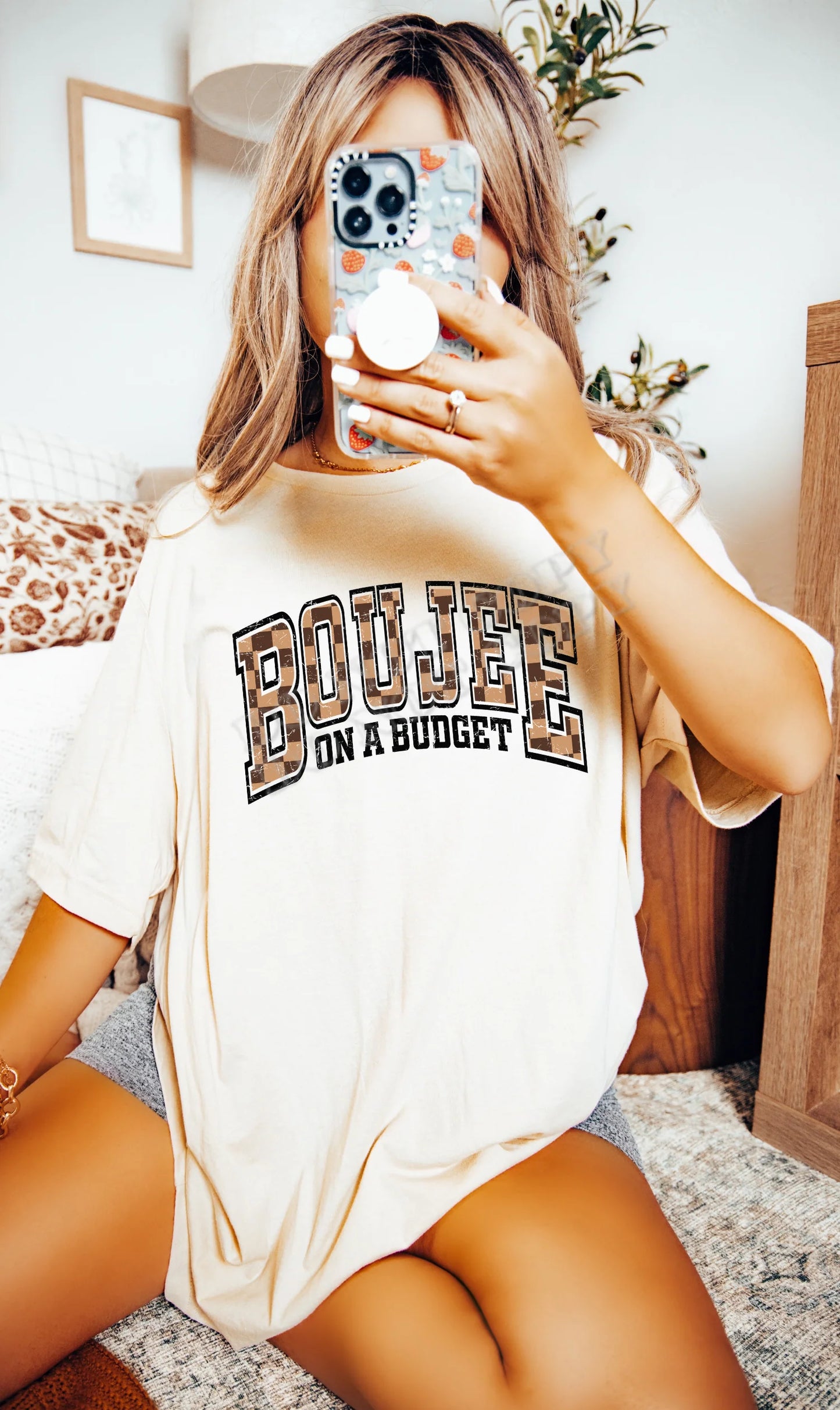 Boujee on a Budget T-shirt – trendy affordable graphic tee with chic statement design from LDC Designz.