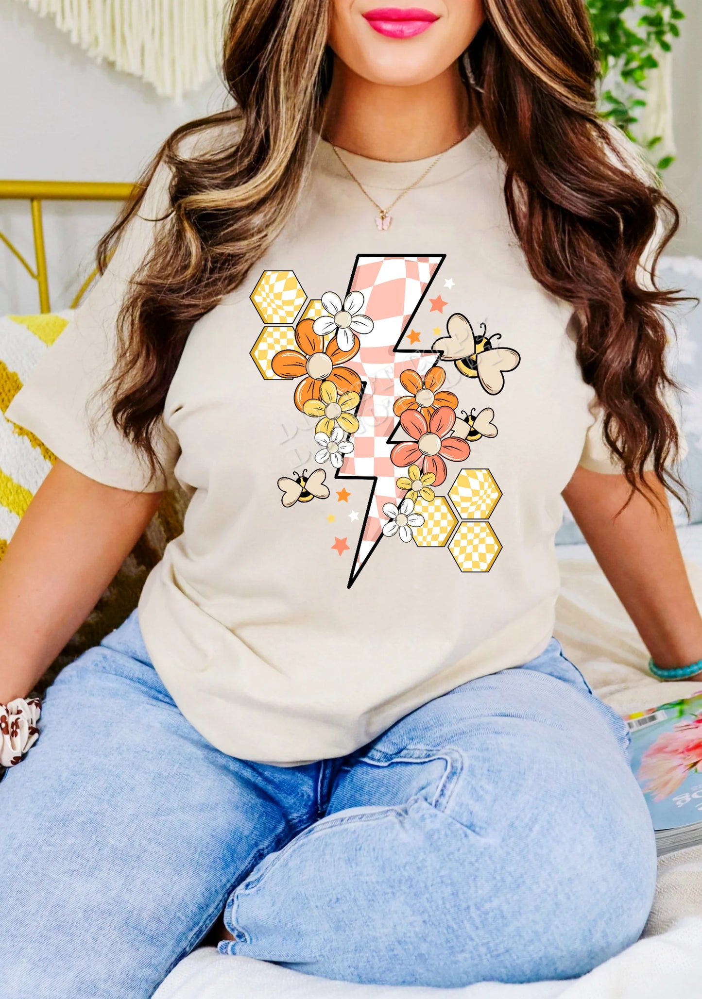 Bumblebee Lightning ⚡ Bolt T-Shirt — bold yellow and black bee-themed graphic tee from LDC Designz featuring a lightning bolt design, soft cotton comfort, and trendy unisex fit.