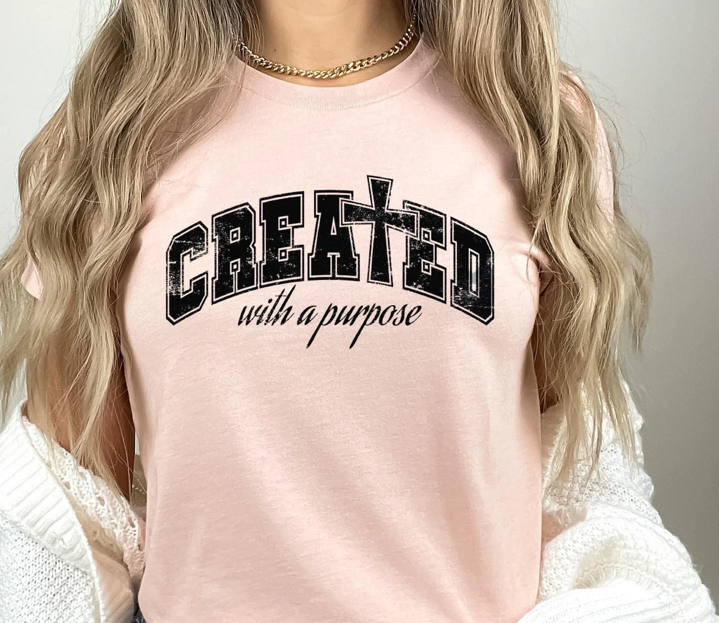 Created with a Purpose T-Shirt – Christian graphic tee with inspirational faith message, unisex religious apparel by LDC Designz.