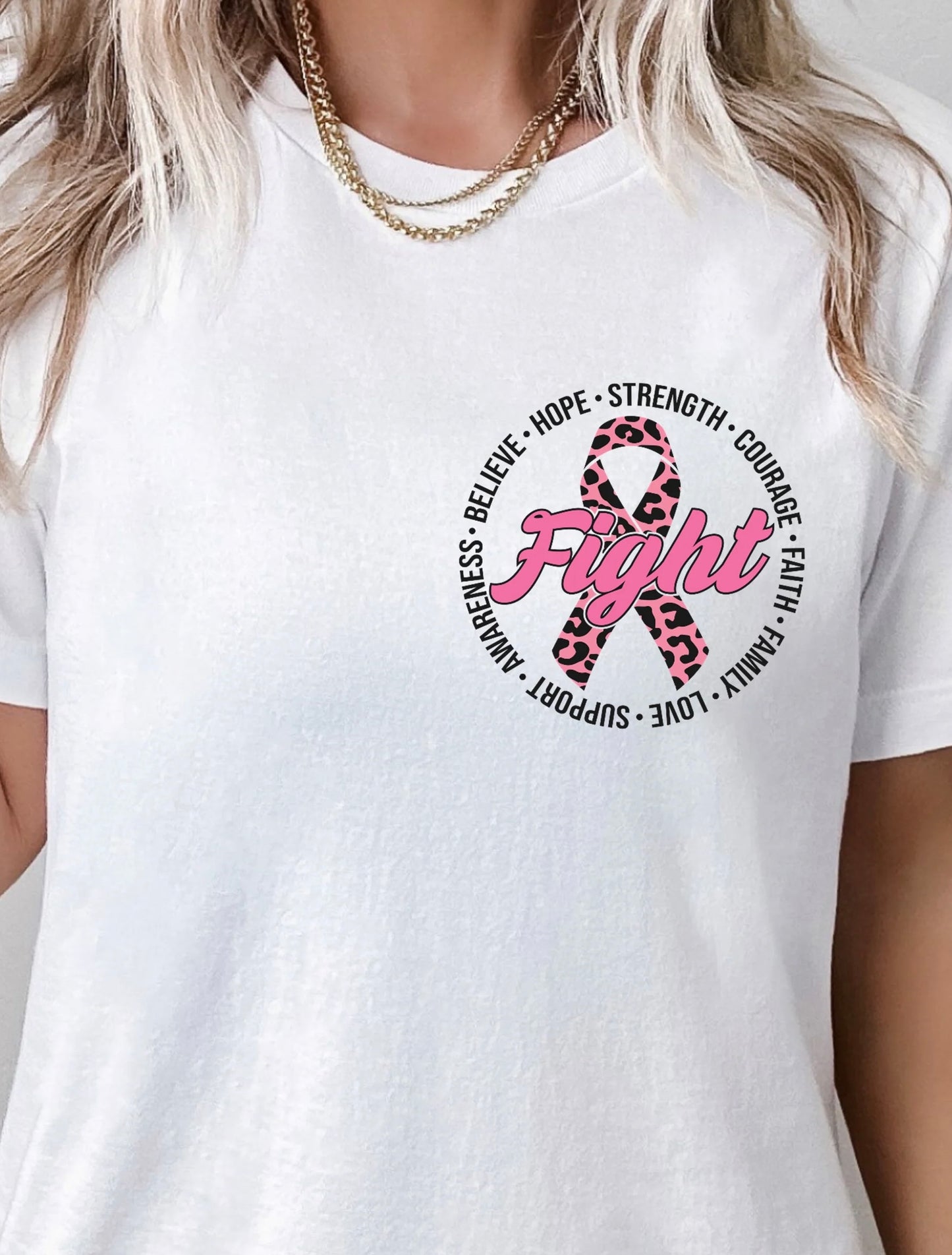 Fight Cancer T-shirt – Unisex cotton shirt for cancer awareness, survivor support, and fundraising events.
