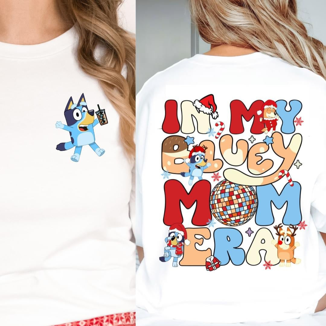 “In My Bluey Mom Era T-Shirt – trendy Bluey inspired graphic tee for moms, casual cotton shirt, fun mom era fashion from LDC Designz”