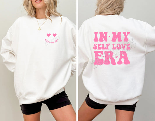 “In My Self Love ERA” sweatshirt – empowering self-love apparel for women, soft cozy self-care outfit with positive affirmation design – LDC Designz.