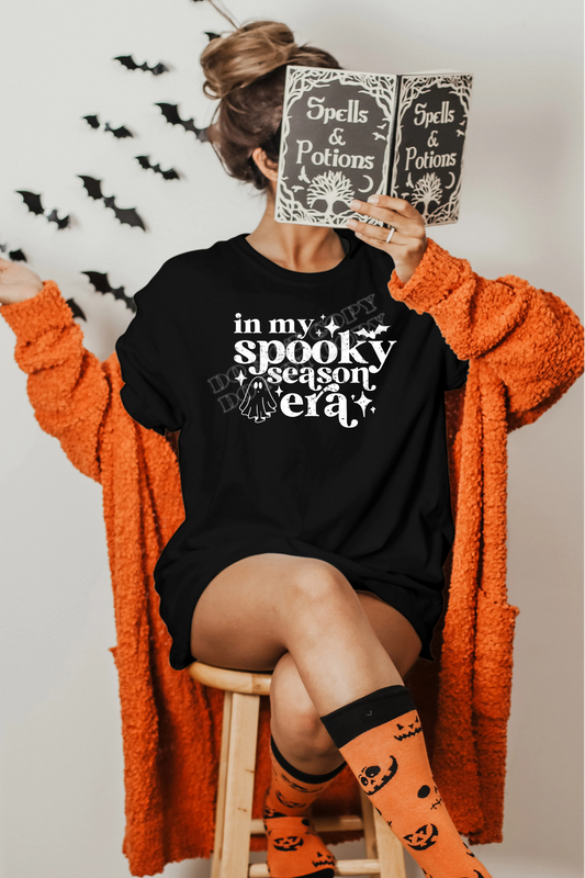 “In My Spooky Season Era Sweatshirt — cozy fall Halloween sweatshirt with trendy autumn graphic, perfect for spooky season outfits from LDC Designz.”