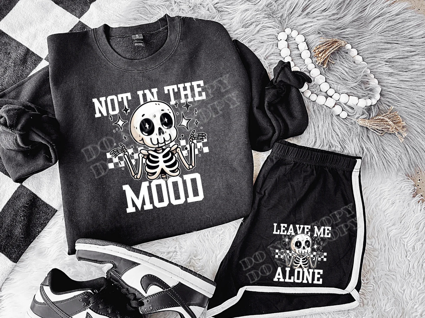 Not in the Mood Sweatshirt – cozy cotton-blend unisex crewneck with bold statement graphic, casual streetwear pullover from LDC Designz.