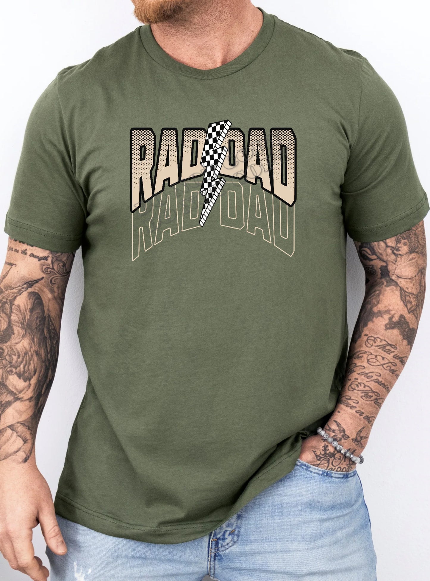 Rad Dad Bolt T-Shirt – bold lightning bolt graphic tee for dads, perfect Father’s Day gift, casual men’s shirt by LDC Designz.