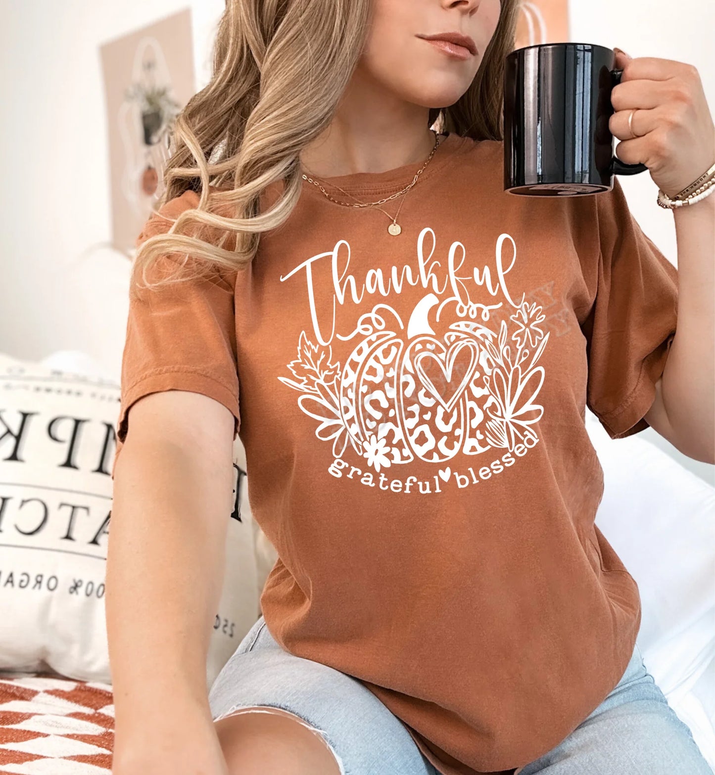Thankful T-shirt – soft cotton unisex gratitude tee for Thanksgiving, fall fashion, and everyday positive style from LDC Designz