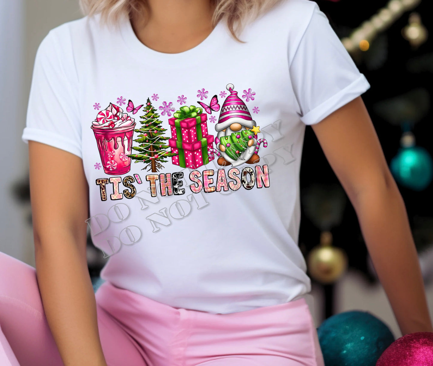 Tis’ The Season Long Sleeve T-Shirt – festive Christmas holiday shirt by LDC Designz, cozy cotton blend winter graphic tee for women and men.