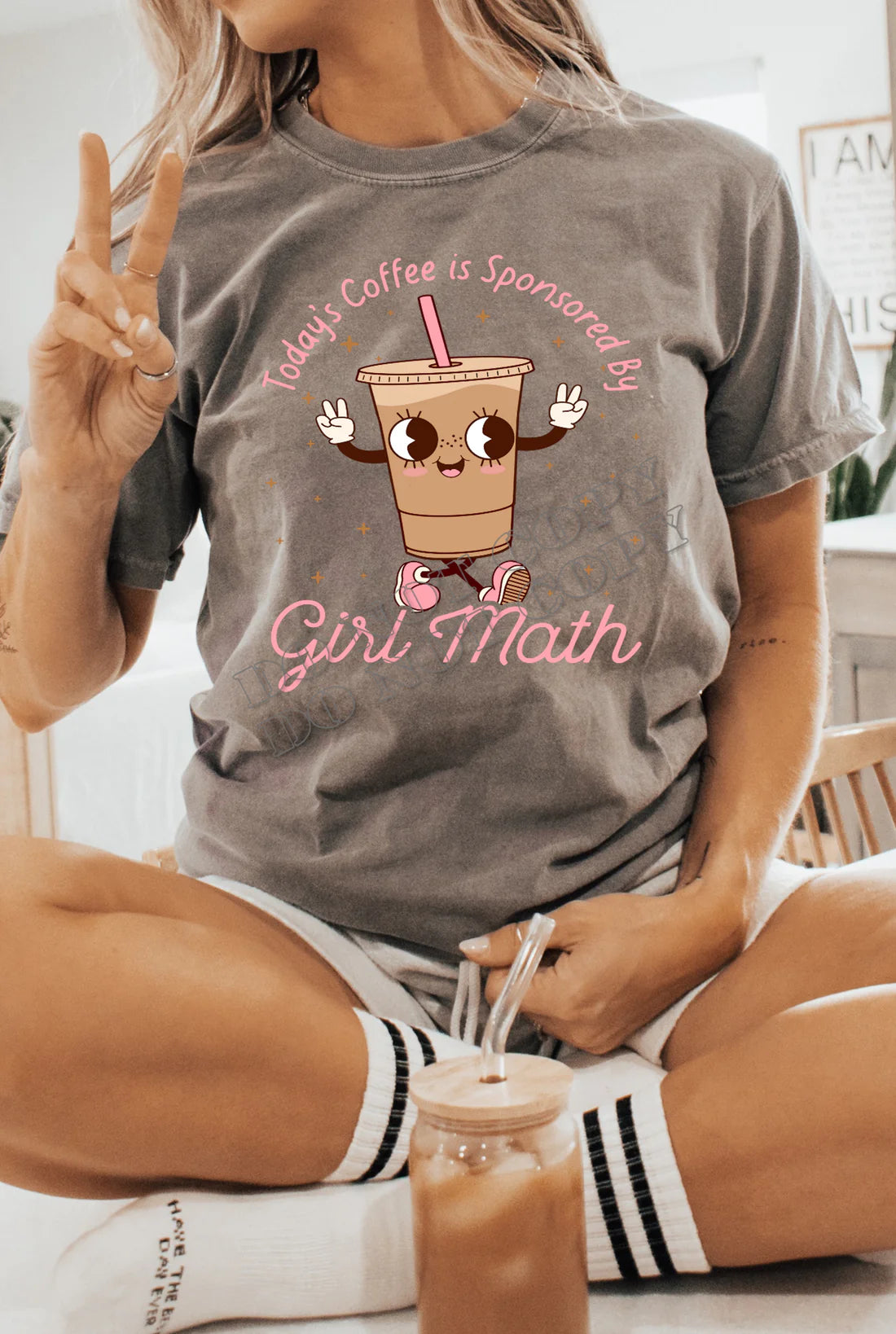 Today’s Coffee is Sponsored by Girl Math t-shirt, funny coffee lover graphic tee for women, trendy casual mom life shirt, cute humor quote apparel.