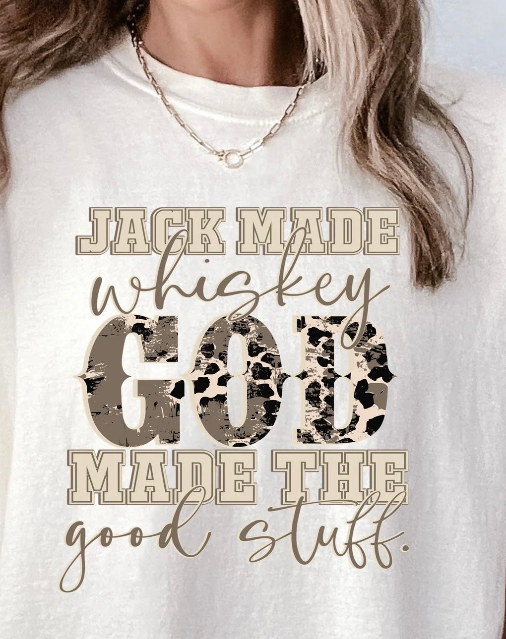 "Whiskey-God Good Stuff T-shirt featuring rustic whiskey-themed graphic design – unisex cotton tee for bourbon lovers and southern lifestyle fans"