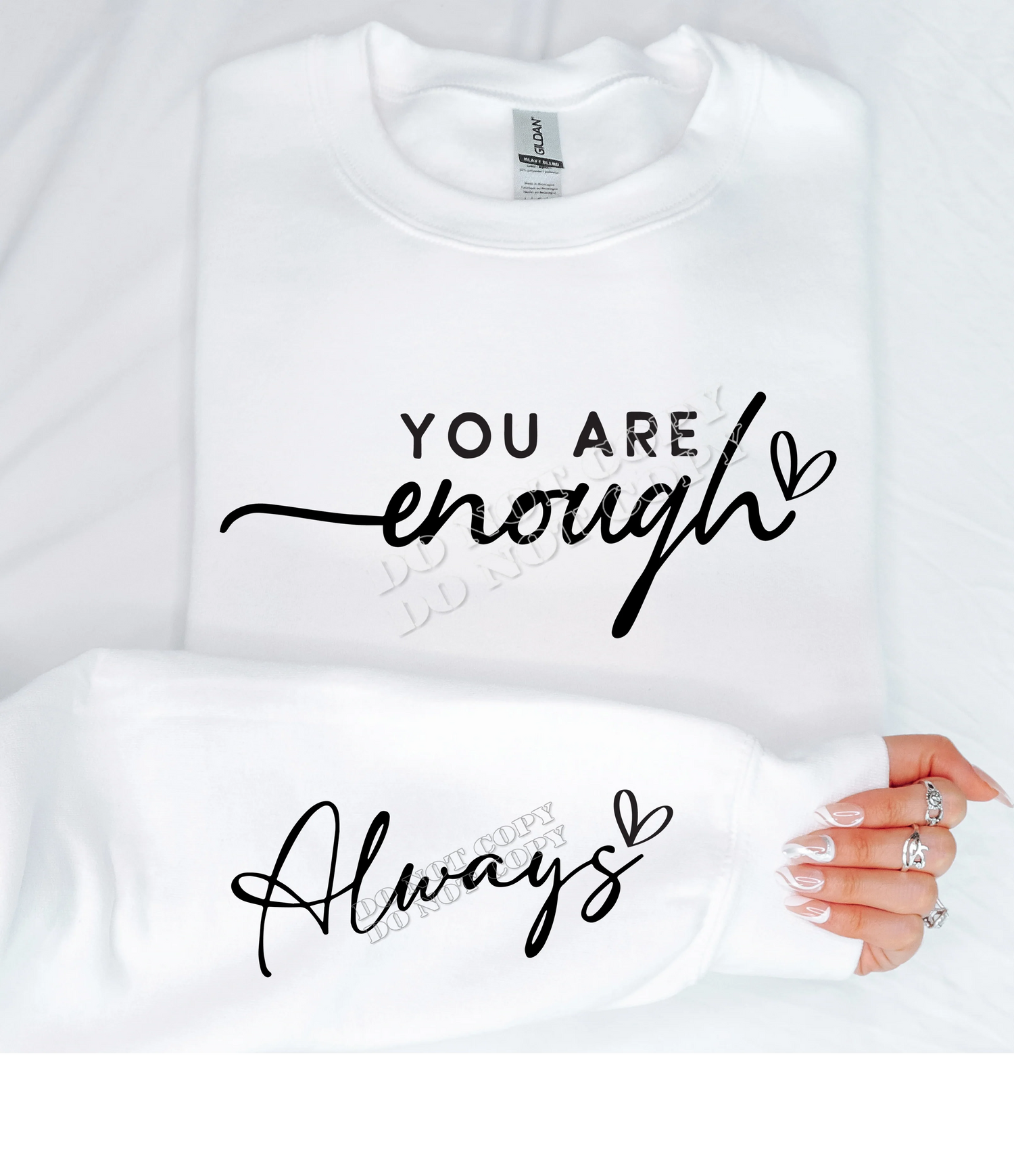 You Are Enough "Always" Sweatshirt – Inspirational unisex graphic sweatshirt with self-love and motivational quote, cozy casual wear from LDC Designz.