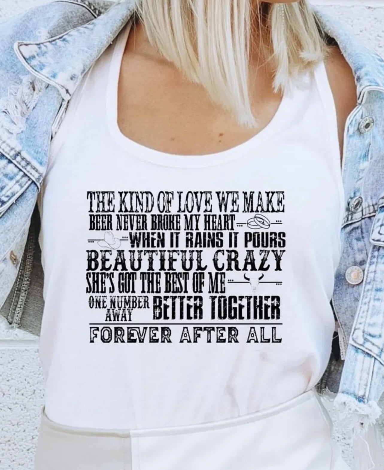 Song Collage Country T-Shirt featuring iconic country song titles and lyrics in a bold graphic design – Nashville-inspired western style tee for music lovers from LDC Designz.
