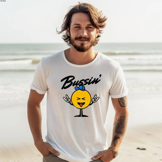 Bussin T-Shirt – trendy streetwear graphic tee from LDC Designz, unisex cotton shirt for men, women, and teens, perfect casual urban style fashion.