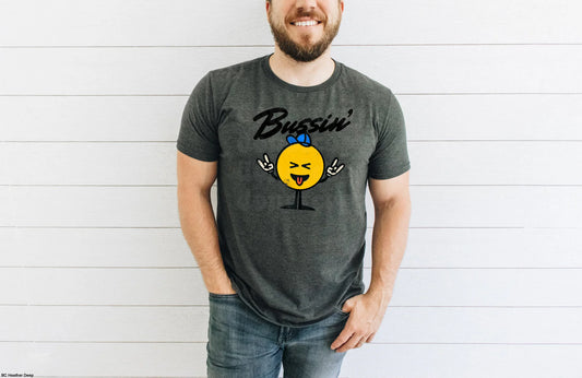 Bussin T-Shirt – trendy streetwear graphic tee from LDC Designz, unisex cotton shirt for men, women, and teens, perfect casual urban style fashion.