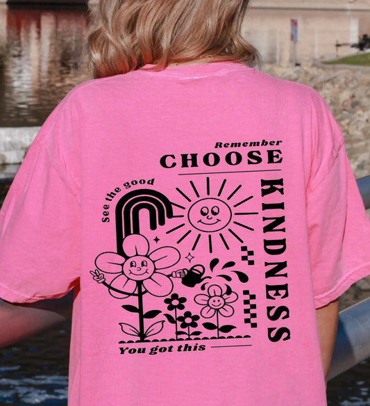 Choose Kindness T-Shirt by LDC Designz – inspirational graphic tee with positive message, motivational shirt for women.