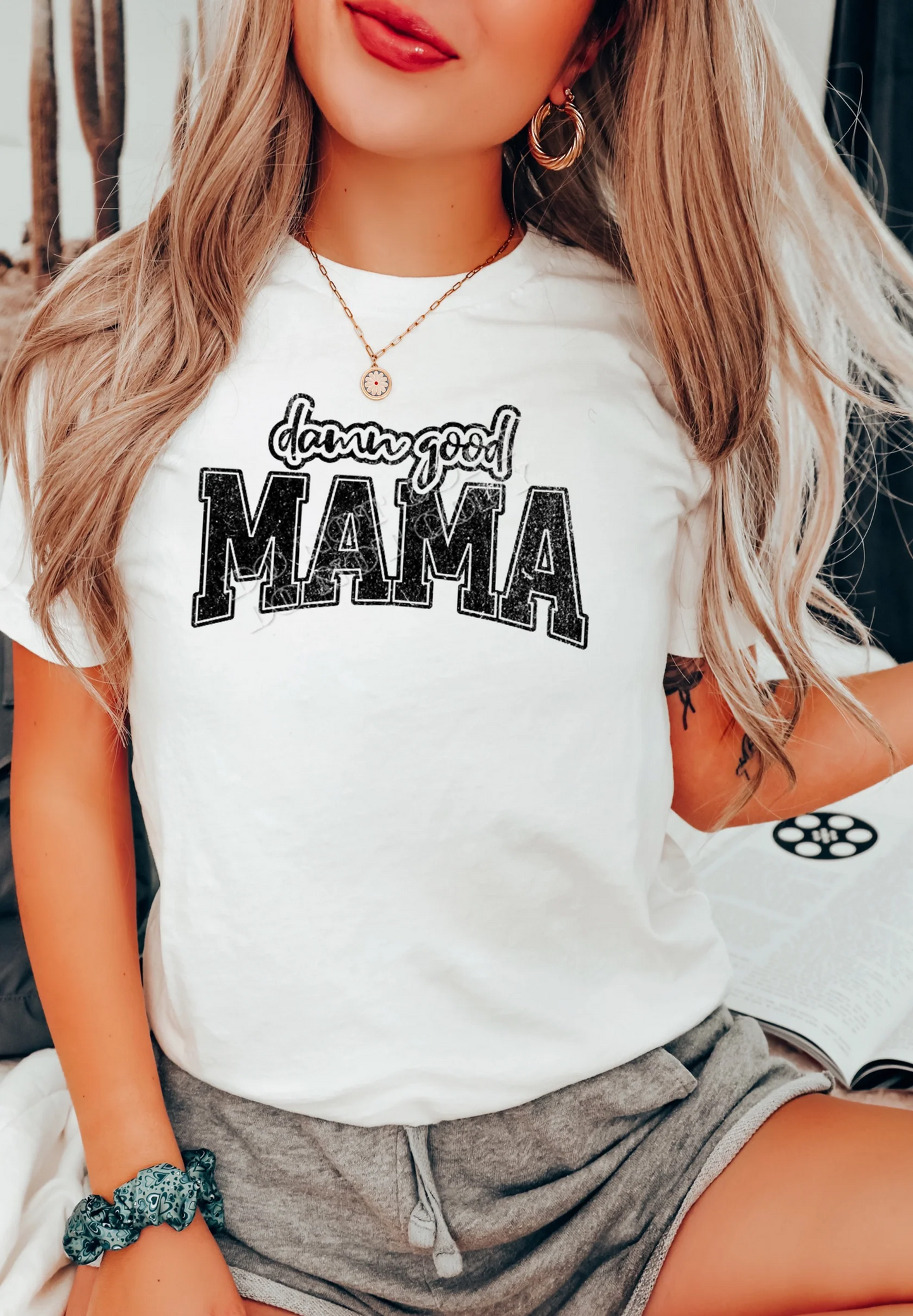 Damn Good Mama t-shirt, bold mom graphic tee, stylish motherhood shirt, funny mom apparel, trendy women’s casual mom outfit from LDC Designz.