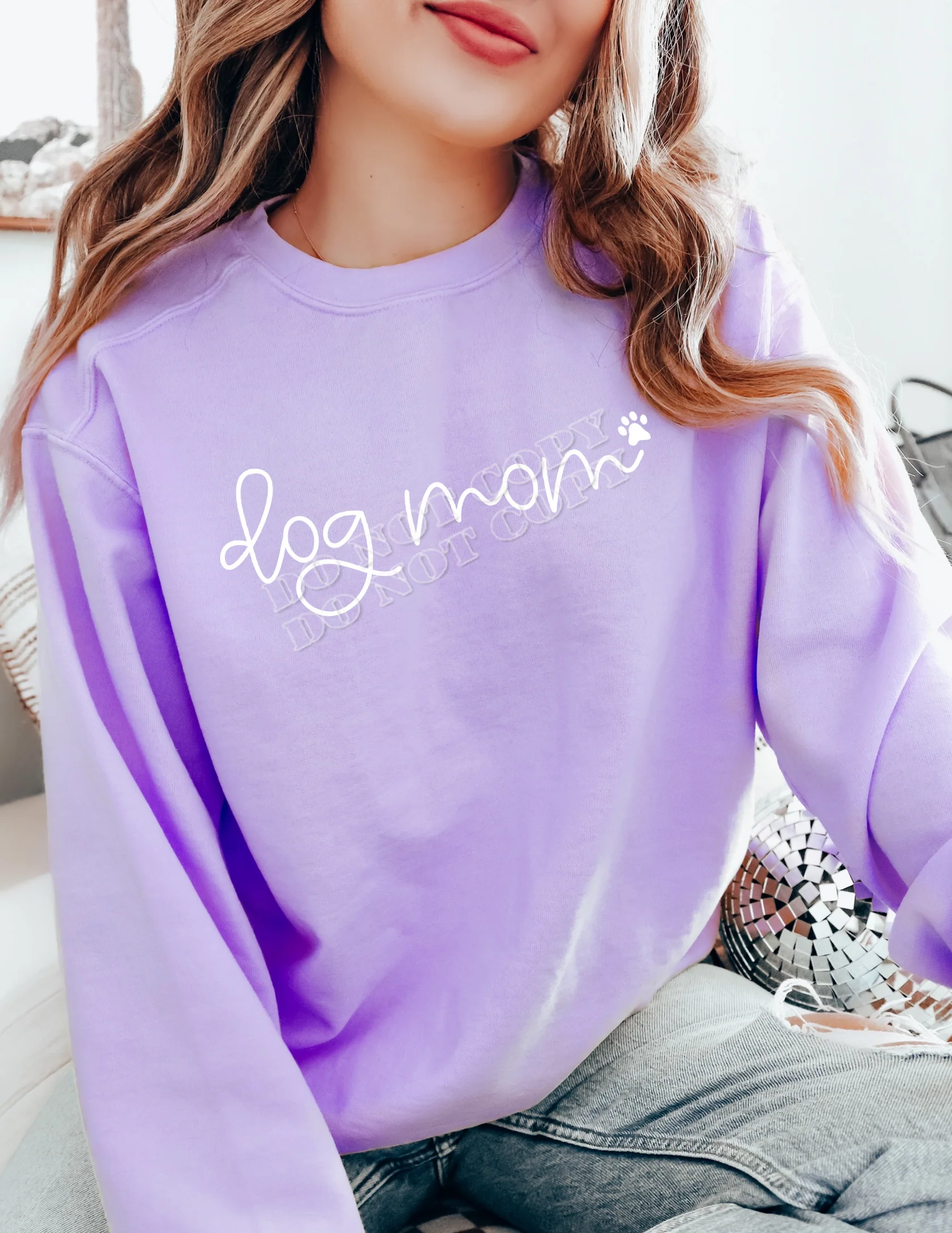 Dog Mama Sweatshirt – cozy cotton-blend pullover for dog lovers and proud pet moms – cute dog mom apparel from LDC Designz.
