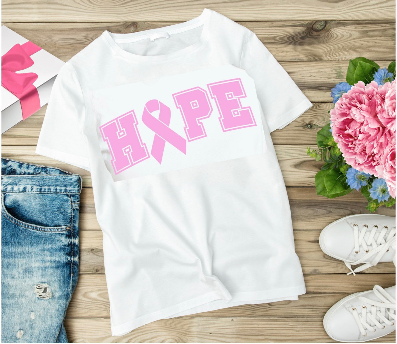 HOPE with Cancer Ribbon Sweatshirt – Inspirational cancer awareness apparel featuring a symbolic ribbon and “HOPE” design. Perfect for breast cancer walks, survivor support, and awareness events.
