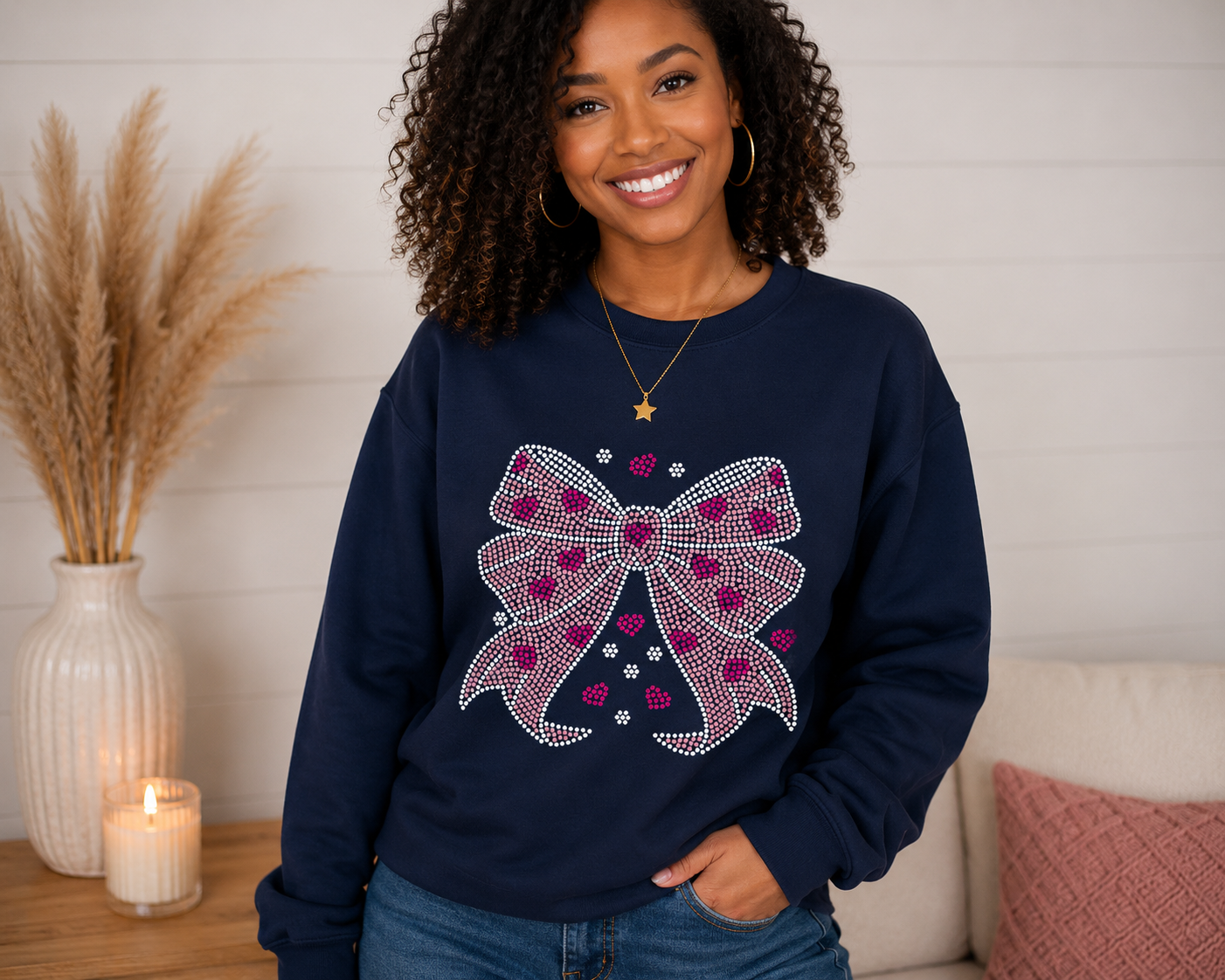 Bow & Hearts Rhinestone Sweatshirt