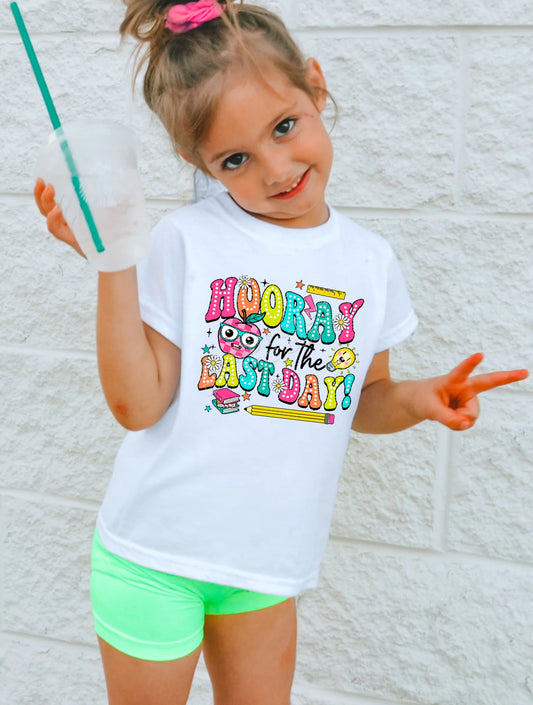 Hooray for the Last Day youth t-shirt – fun end-of-school shirt for kids celebrating the last day of school, graduation, and summer break from LDC Designz.