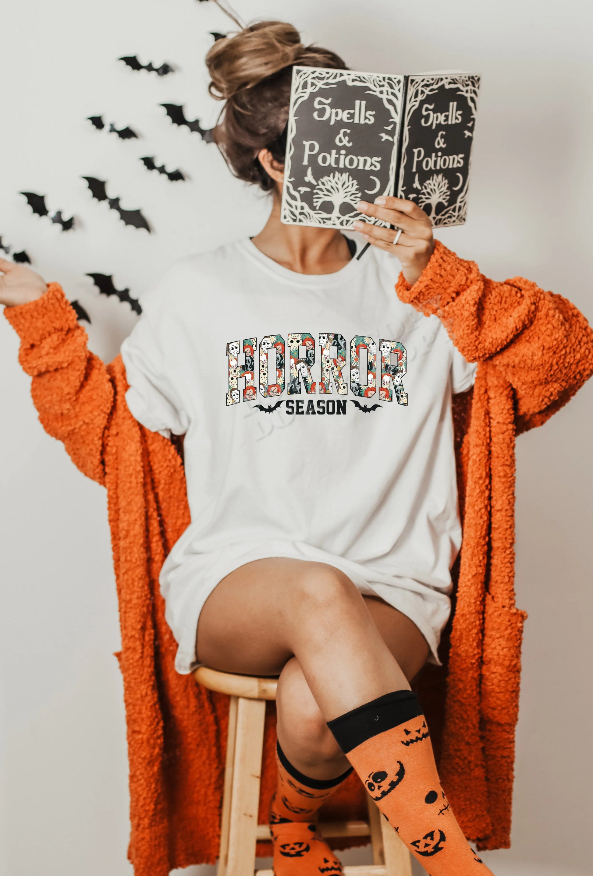 "Horror Season T-shirt by LDC Designz featuring spooky Halloween graphic – creepy unisex shirt for horror fans and spooky season style"