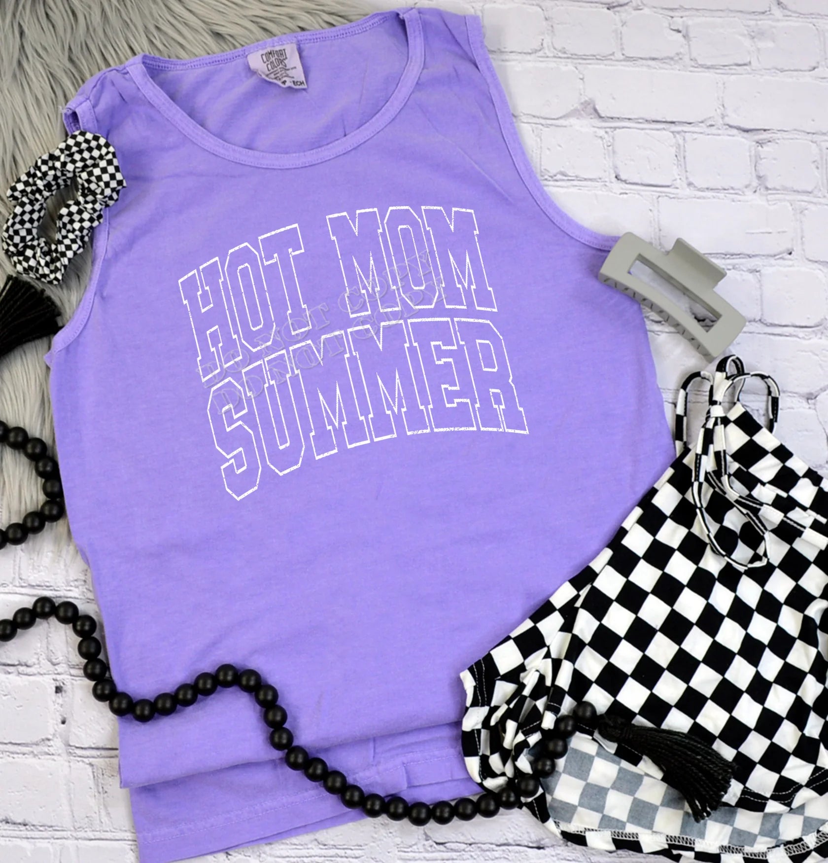 Hot Mom Summer T-shirt – trendy graphic tee for stylish moms, perfect for summer fashion, casual outings, and fun mom life style from LDC Designz.