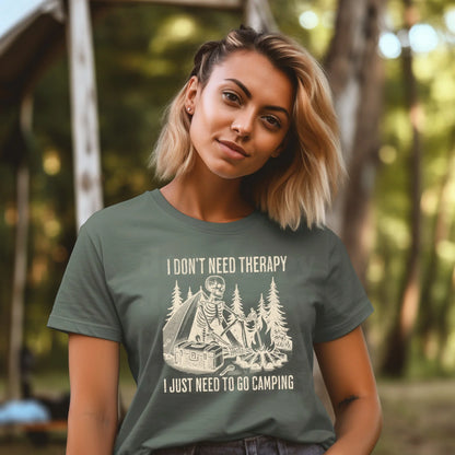 I Don’t Need Therapy I Just Need to Go Camping t-shirt, funny camping graphic tee for outdoor lovers, hiking shirt, camping life apparel by LDC Designz