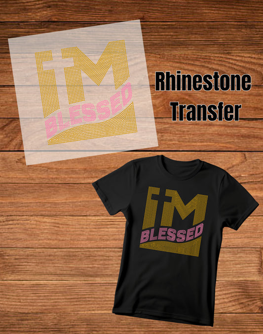 I'm Blessed Rhinestone T-shirt – Christian graphic tee with sparkling rhinestone lettering, perfect for faith-based fashion and inspirational outfits.