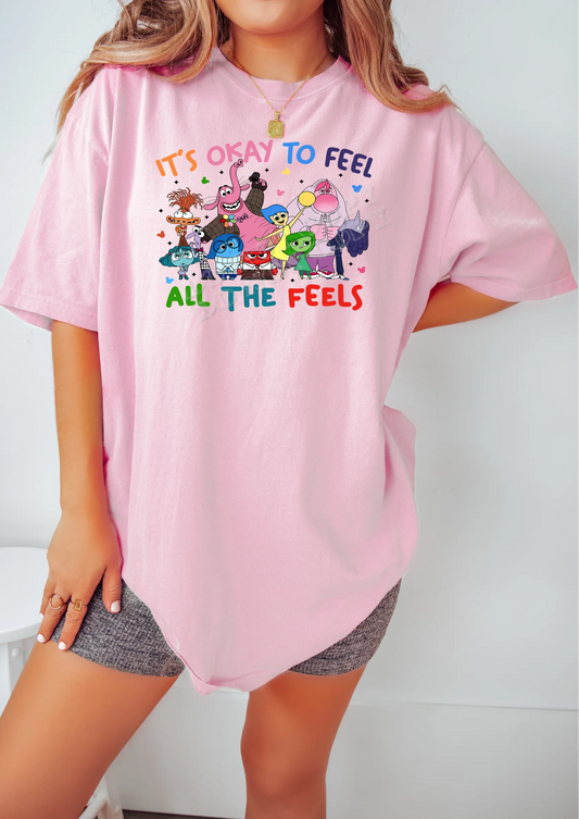 It’s Okay to Feel All the Feels T-shirt – mental health awareness graphic tee promoting emotional wellness, self-love, and positivity by LDC Designz.