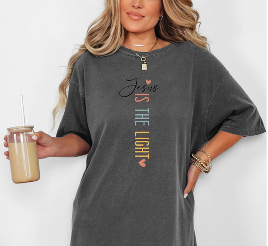 “Jesus Is the Light T-Shirt – Christian graphic tee with faith-based design, inspirational religious apparel for believers, from LDC Designz.”
