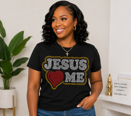 Jesus Loves Me Rhinestone T-shirt