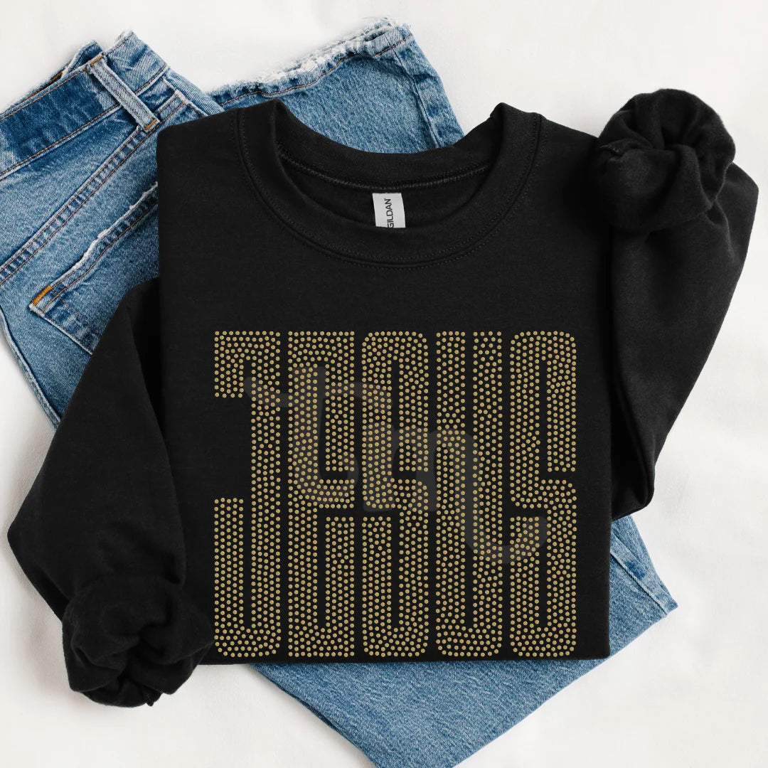Jesus Spangle Sweatshirt – Christian rhinestone spangle sweatshirt from LDC Designz, faith-inspired sparkling apparel for women and men.
