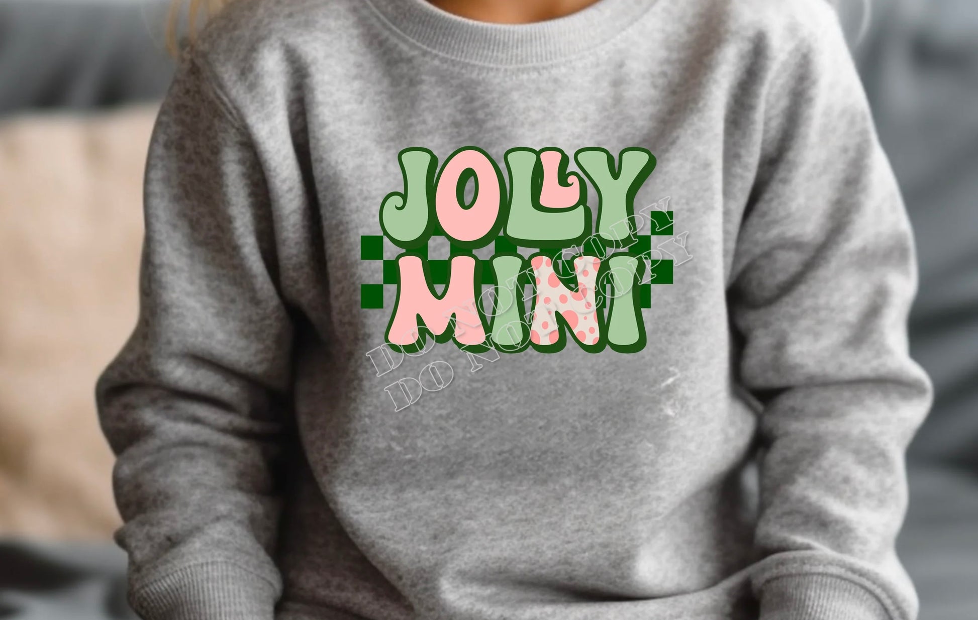 Jolly Mini Crewneck Youth Sweatshirt – festive kids Christmas sweatshirt with cozy cotton blend, holiday design, and unisex fit from LDC Designz.