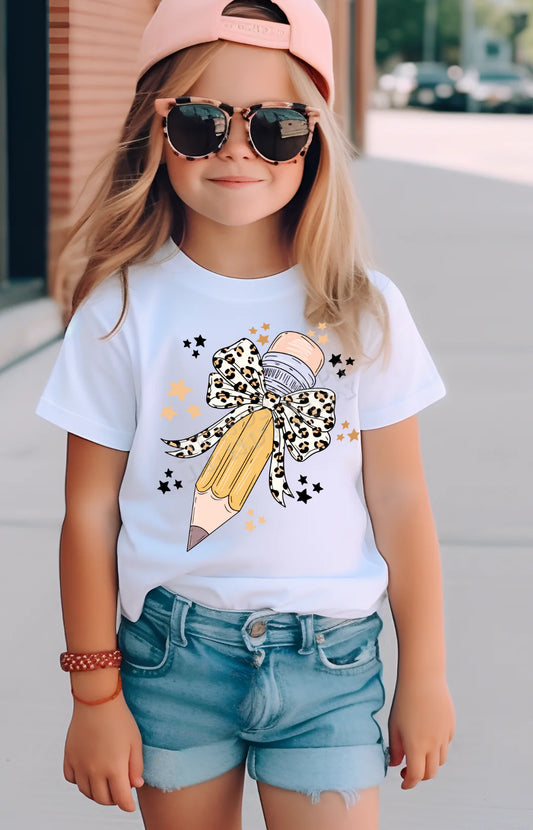 Leopard Pencil Youth T-Shirt – trendy back-to-school kids' graphic tee with leopard print pencil design from LDC Designz.