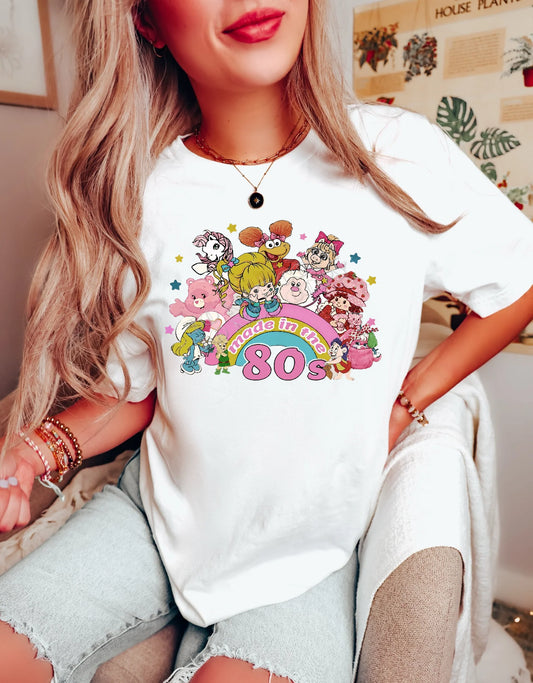 “Made in the 80’s with Characters T-Shirt – retro 80’s graphic tee with pop culture design, vintage style shirt for men and women by LDC Designz”