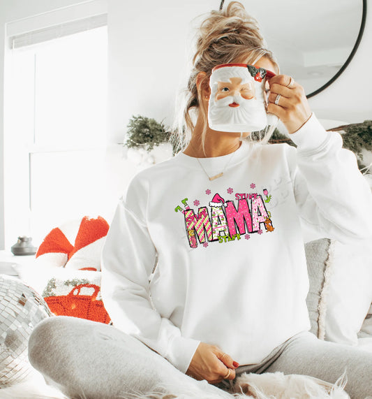 Mama Stink Stank Stunk sweatshirt – funny Grinch-inspired Christmas sweatshirt for moms, cozy holiday winter sweater, festive gift idea from LDC Designz.