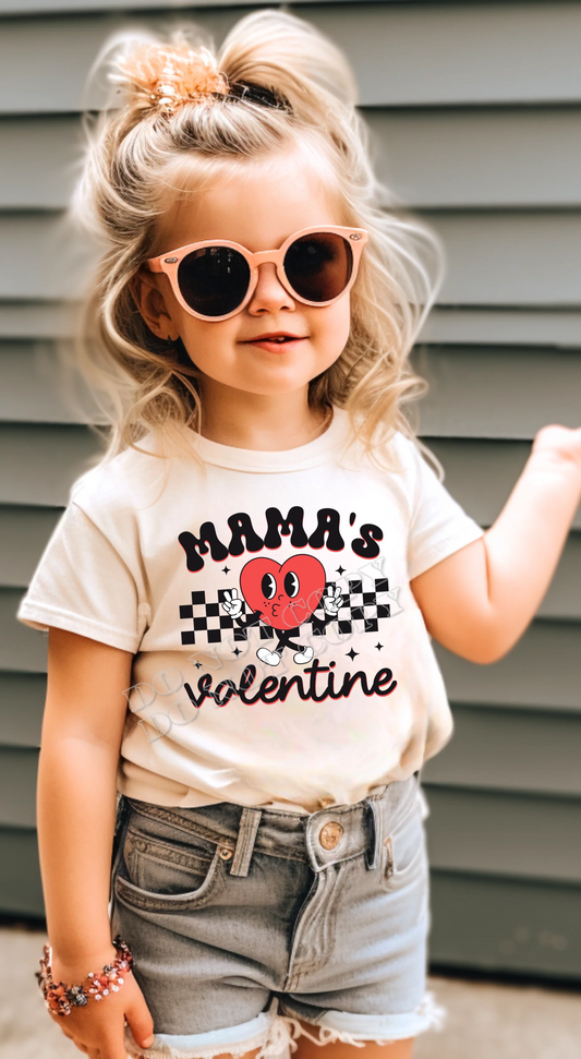 Mama’s Valentine Heart T-Shirt – Cute Valentine’s Day graphic tee for moms featuring heart design and “Mama” lettering – soft cotton Valentine’s shirt from LDC Designz.