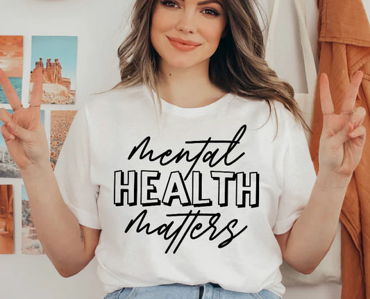 Mental Health Matters T-Shirt – unisex mental health awareness graphic tee promoting self-care, positivity, and wellness by LDC Designz.