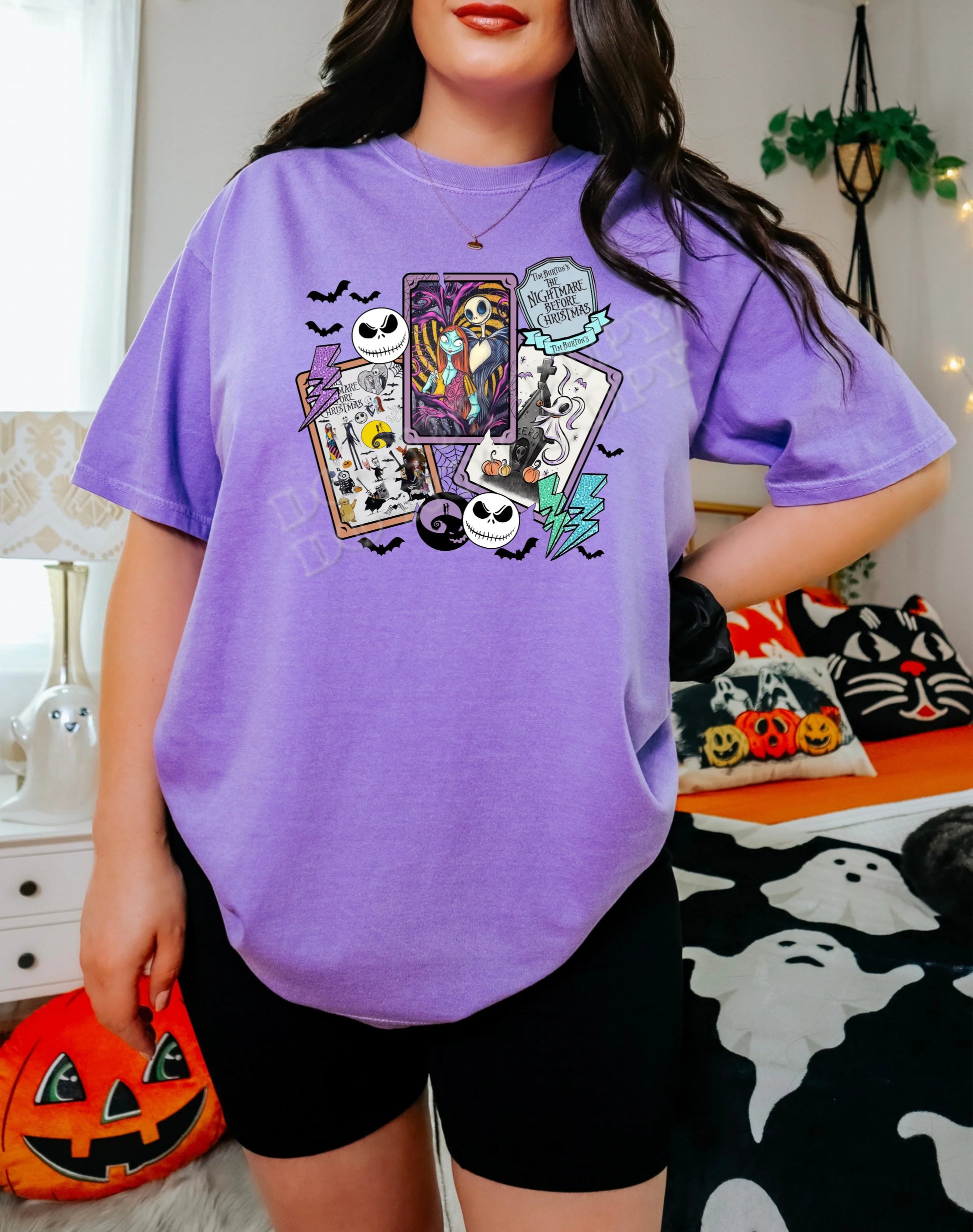 Nightmare Tarot Cards T-shirt featuring gothic tarot card design, spooky Halloween aesthetic, and witchy vibes – perfect for tarot lovers and horror fashion fans.