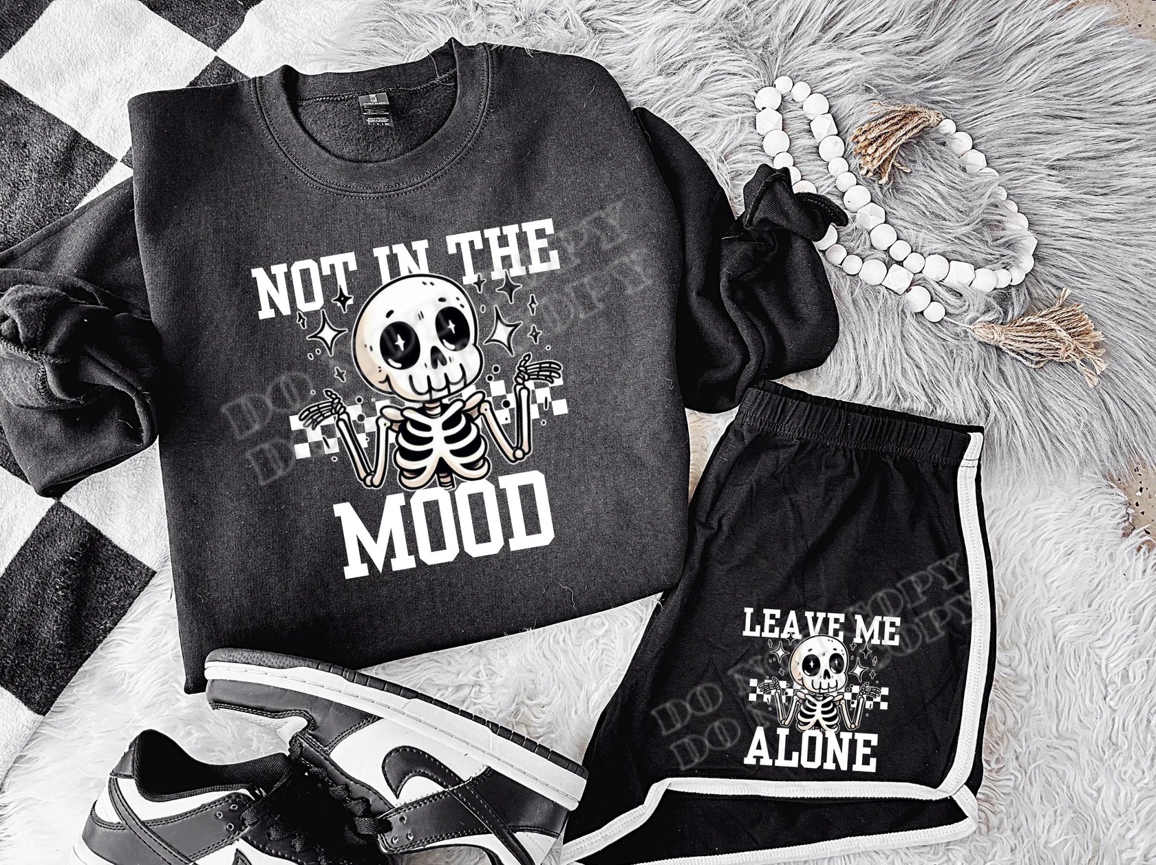 Not in the Mood Sweatshirt – cozy cotton-blend unisex crewneck with bold statement graphic, casual streetwear pullover from LDC Designz.