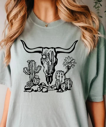 Desert Scene T-Shirt – Western boho cactus and sunset graphic tee featuring a desert landscape design, soft cotton unisex shirt by LDC Designz.
