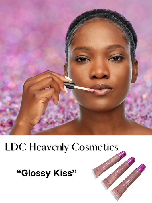 Glossy KISS Lip Gloss by LDC Designz – moisturizing, non-sticky, high-shine lip gloss for kiss-worthy glossy lips.